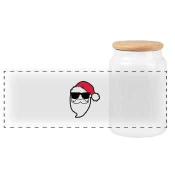 santa_claus_hohoho_4a - Panorama Keksdose mit Holzdeckel - Weiß - Vorne