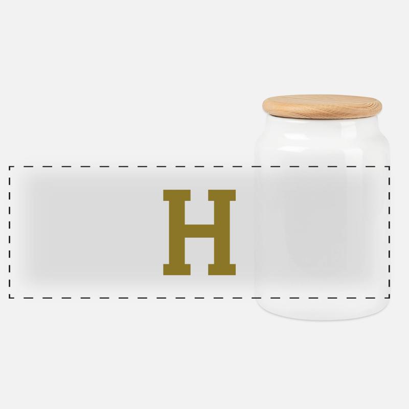 h - buchstabe - Panorama Keksdose mit Holzdeckel - Weiß