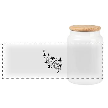remous art et papillons - Boîte à biscuits avec couvercle en bois - blanc - Devant