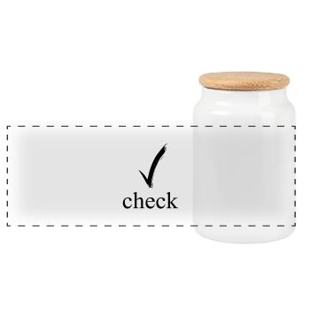 check mark - Panoramic Cookie Jar with Wooden Lid - white - Front