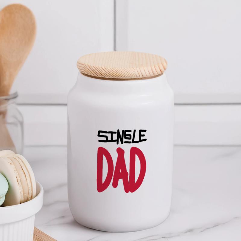 Single Dad Panoramic Cookie Jar with Wooden Lid