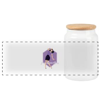 Drama Queen - Panoramic Cookie Jar with Wooden Lid - white - Front