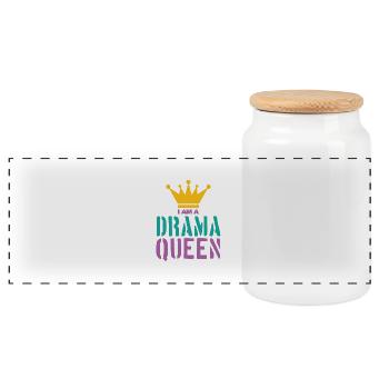 Drama Queen disant - Boîte à biscuits avec couvercle en bois - blanc - Devant