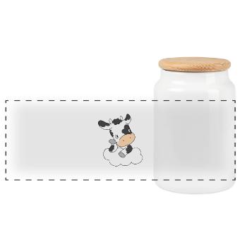 Cow Thinking - Panorama Keksdose mit Holzdeckel - Weiß - Vorne