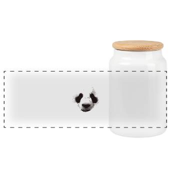 Panda Gesicht - Panorama Keksdose mit Holzdeckel - Weiß - Vorne