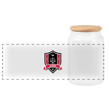 Juge / Justice / Loi / Tribunal / Magistrat - Boîte à biscuits avec couvercle en bois - blanc - Devant