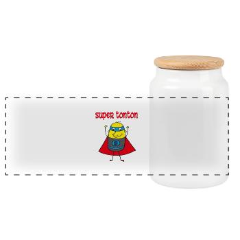 Super tonton - Panoramic Cookie Jar with Wooden Lid - white - Front