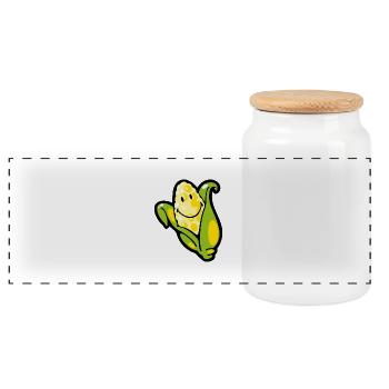 Smiley Corn Ear - Panoramic Cookie Jar with Wooden Lid - white - Front