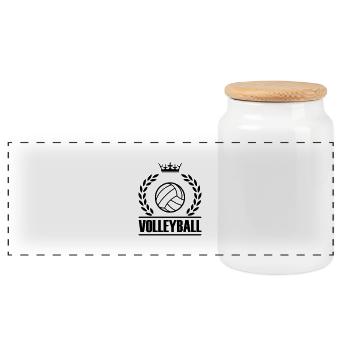 volleyball_001 - Panorama Keksdose mit Holzdeckel - Weiß - Vorne