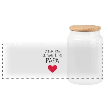Papa Fête des Pères Naissance Bébé Anniversaire - Boîte à biscuits avec couvercle en bois - blanc - Devant
