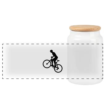 Sport - Radfahrer - Panorama Keksdose mit Holzdeckel - Weiß - Vorne
