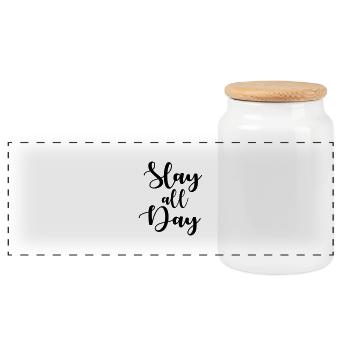 Slay all day - Panoramic Cookie Jar with Wooden Lid - white - Front