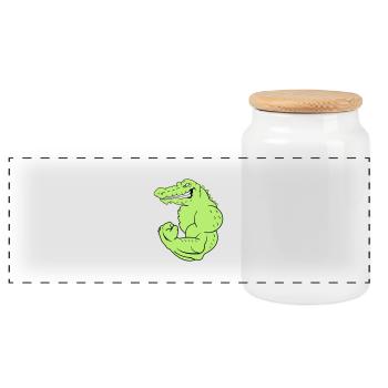 strong_crocodile_2 - Panorama Keksdose mit Holzdeckel - Weiß - Vorne