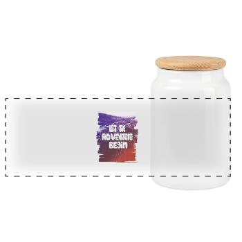 Let The Adventure Begin - Boîte à biscuits avec couvercle en bois - blanc - Devant