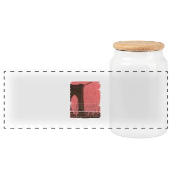 NEW YORK CITY - Panoramic Cookie Jar with Wooden Lid - white - Front