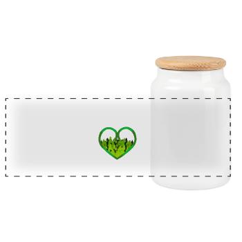Forest, Heart, Naturefriend, Environment, Ecology, Co2, Nature - Panoramic Cookie Jar with Wooden Lid - white - Front