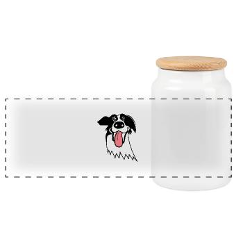 Border Collie mignon - Boîte à biscuits avec couvercle en bois - blanc - Devant