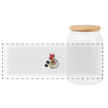 Rooster Chicken Fitness Bodybuilder Gift - Panoramic Cookie Jar with Wooden Lid - white - Front