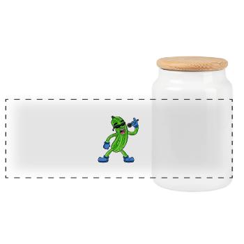 Gurke singt lustige Illustration Gemüse Geschenk - Panorama Keksdose mit Holzdeckel - Weiß - Vorne