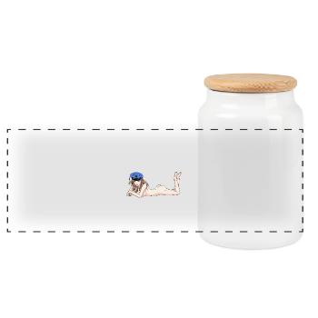 Maritime Kapten sexy girl seafaring ahoy - Panoramic Cookie Jar with Wooden Lid - white - Front