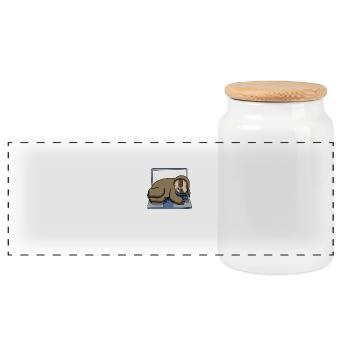 Stress mich nicht Faultier Büro lustig Geschenk - Panorama Keksdose mit Holzdeckel - Weiß - Vorne