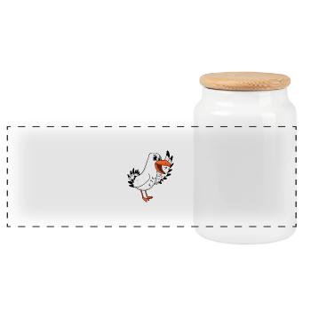 Mouette mer - Boîte à biscuits avec couvercle en bois - blanc - Devant