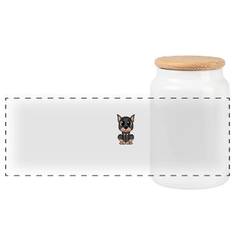 Doberman Pinscher - Ich mag keine Menschen - Panorama Keksdose mit Holzdeckel - Weiß - Vorne