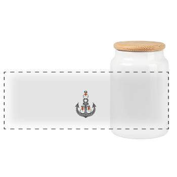 Anker Möwe Seemöwe Moin Nordsee Ostsee Urlaub - Panorama Keksdose mit Holzdeckel - Weiß - Vorne