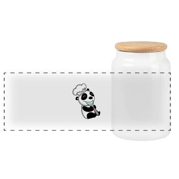 Panda bouillant bébé - Boîte à biscuits avec couvercle en bois - blanc - Devant
