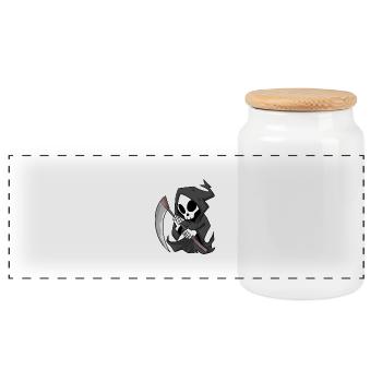 Grim Reaper with Scythe - Panoramic Cookie Jar with Wooden Lid - white - Front