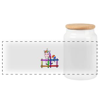 For children grim unicorn emotion feelings anger - Panoramic Cookie Jar with Wooden Lid - white - Front