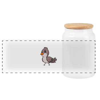 Oiseau moineau domestique - Boîte à biscuits avec couvercle en bois - blanc - Devant