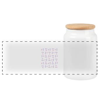 Pattern Kawaii Cherries - Panoramic Cookie Jar with Wooden Lid - white - Front