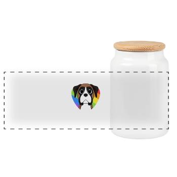 LGBT Hund Deutscher Boxer Regenbogen - Panorama Keksdose mit Holzdeckel - Weiß - Vorne