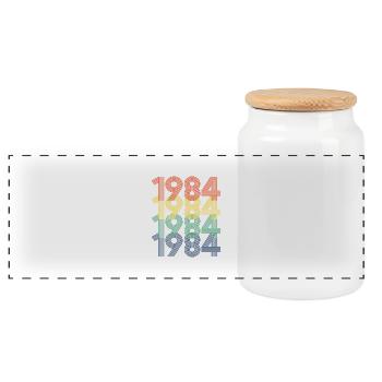 1984, Vintage 40th Birthday Men Women 40 Years Old - Panoramic Cookie Jar with Wooden Lid - white - Front