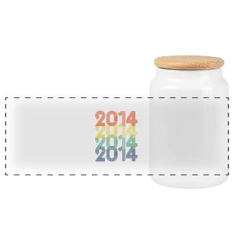 Cool Retro 2014, 9 Years Old, 9th Birthday Kids - Panoramic Cookie Jar with Wooden Lid - white - Front