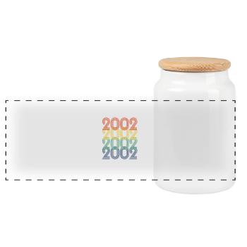 Cool Retro 2002, 21 Years Old, 21st Birthday Gift - Panoramic Cookie Jar with Wooden Lid - white - Front