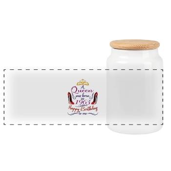 A Queen Was Born In 1963 - 60 Years Old Birthday - Panoramic Cookie Jar with Wooden Lid - white - Front