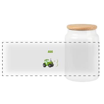 Lustiger Traktor 3. Geburtstag Geschenk für Kinder - Panorama Keksdose mit Holzdeckel - Weiß - Vorne