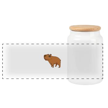 Capybara Father Capybara - Panoramic Cookie Jar with Wooden Lid - white - Front