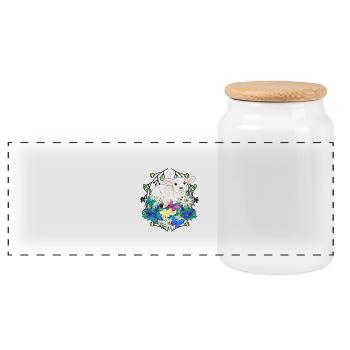 Early Spring Lamb Sheep Happy Easter Nature - Panoramic Cookie Jar with Wooden Lid - white - Front