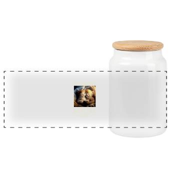Katze Offizielles Kuschelshirt Kuscheln Katzen - Panorama Keksdose mit Holzdeckel - Weiß - Vorne