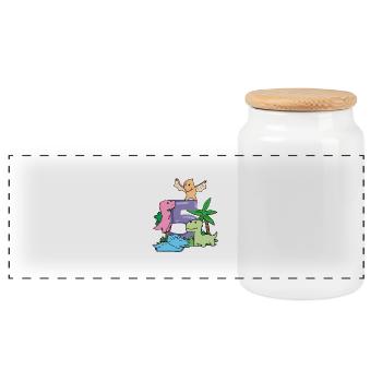 5 ans - 5ème anniversaire avec motif animal - Boîte à biscuits avec couvercle en bois - blanc - Devant