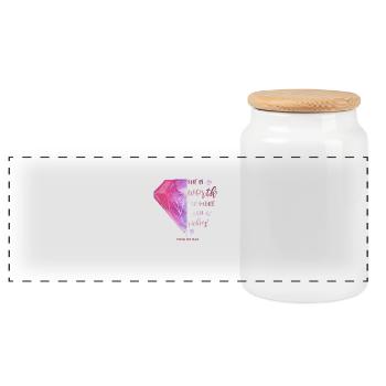 Religious motif Bible verse - Panoramic Cookie Jar with Wooden Lid - white - Front