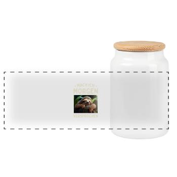 Mach Ich Morgen Versprochen Egal Faul Faultier - Panorama Keksdose mit Holzdeckel - Weiß - Vorne