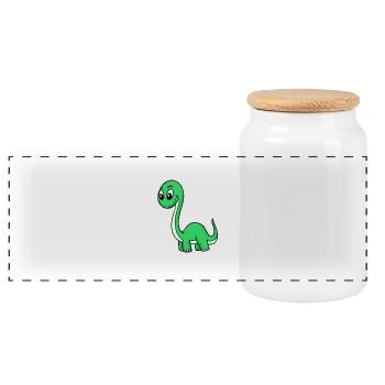 Dino vert - Boîte à biscuits avec couvercle en bois - blanc - Devant