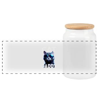 Cat Daddy Cats Père Chat Papa Papa Fête des pères Chat - Boîte à biscuits avec couvercle en bois - blanc - Devant