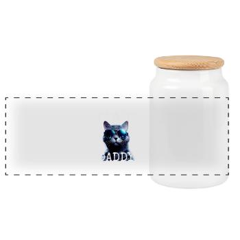 Cat Daddy Cats Père Chat Papa Papa Fête des pères Chat - Boîte à biscuits avec couvercle en bois - blanc - Devant