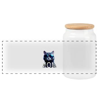 Chat Maman Chats Maman Chat Mère Fête des mères Chat - Boîte à biscuits avec couvercle en bois - blanc - Devant