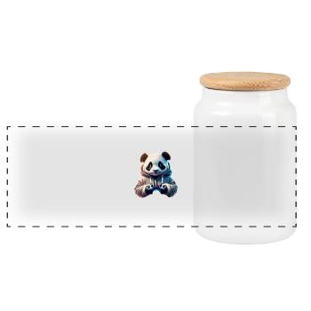 Gamer Schriftzug mit coolem Panda - Panorama Keksdose mit Holzdeckel - Weiß - Vorne